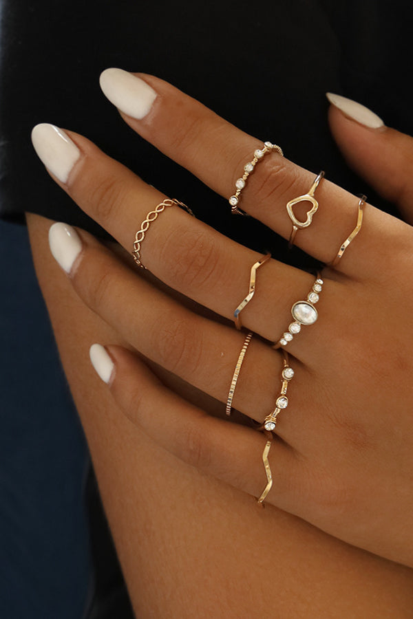 9 Pieces Wave Knuckle Rings Set