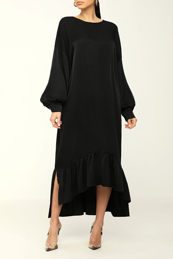 Back Neck Tie High-low Split Hem Dress